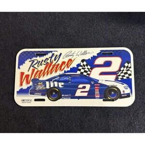 Vintage Rusty Wallace #2 Nascar Plastic License Plate Miller Lite Racing